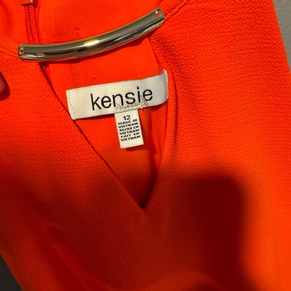 Kensie Orange Asymmetrical Tiered Sundress - Picture 5 of 6